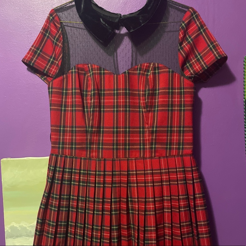 Plad And Velvet Dress